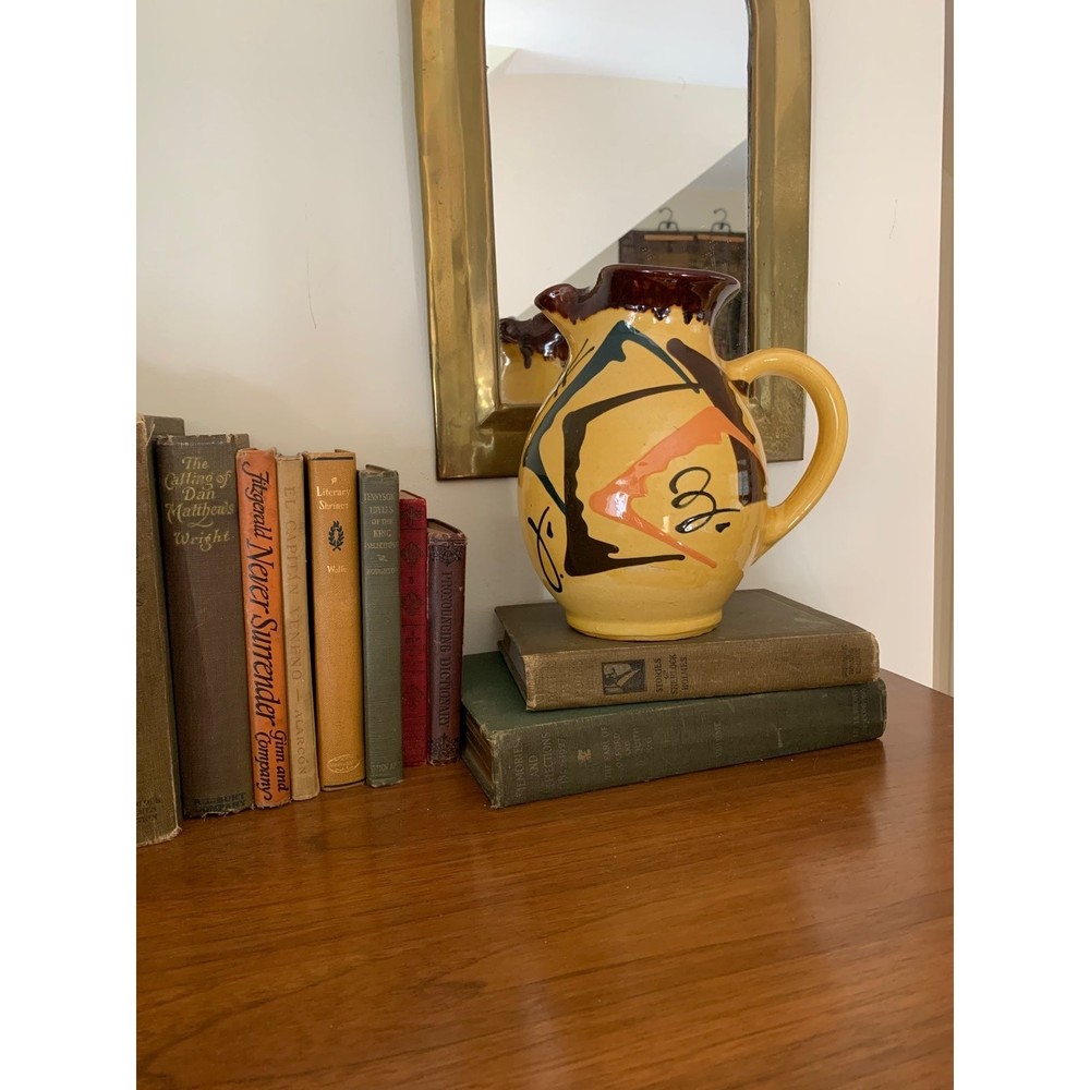 Vintage 1930s 1940s Futurist Italian Redware Pottery Pitcher